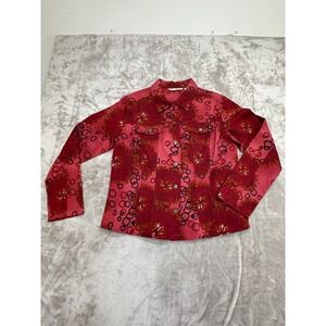 French‎ Laundry Denim Jacket  Womens Size Medium Red Flower Print Pockets NWT